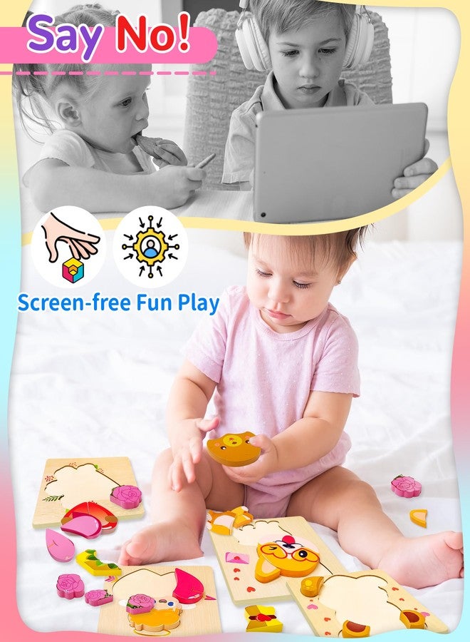Oomloid Toddler Valentines Wooden Puzzles Gifts for Kids, 4 Pack Valentines Day Toys Valentines Gifts for Kids Classroom, Valentines Day Party Favors for Toddlers Boys Girls - Image 3